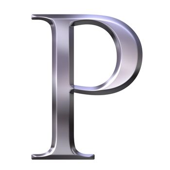 3d silver Greek letter Rho isolated in white