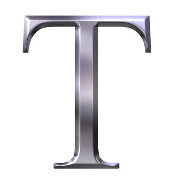 3d silver Greek letter Tau isolated in white