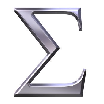 3d silver Greek letter Sigma isolated in white