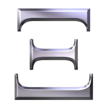 3d silver Greek letter Xi isolated in white