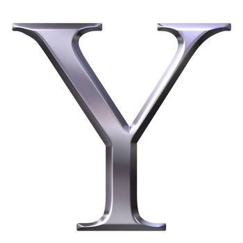 3d silver Greek letter Ypsilon isolated in white