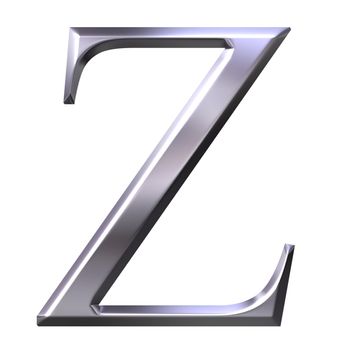 3d silver Greek letter Zeta isolated in white