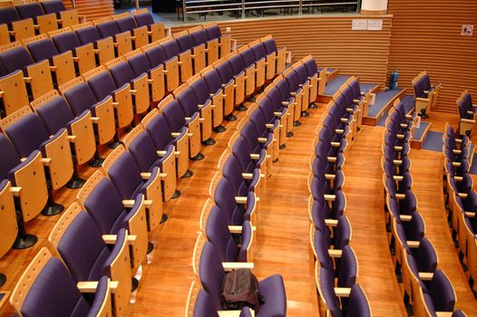 Rows of seats of a theater or functional hall