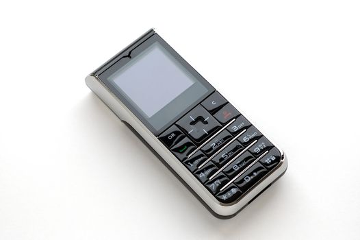 A modern mobile phone with white background