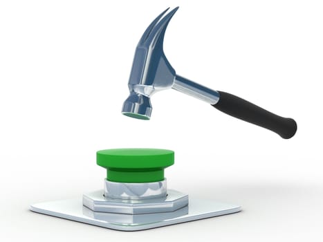 hammer in button. Isoladet 3D image