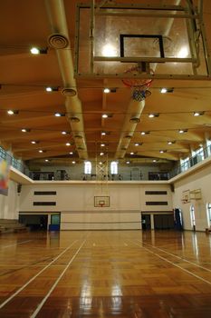 A perspective view of basketball court