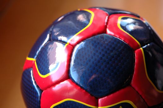 A close up view of blue soccer ball