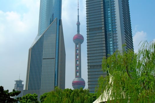 The PuDong commercial urban in Shanghai city with skyscrapers