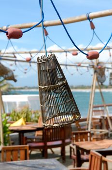 The close up (detail) of lantern with stick shield