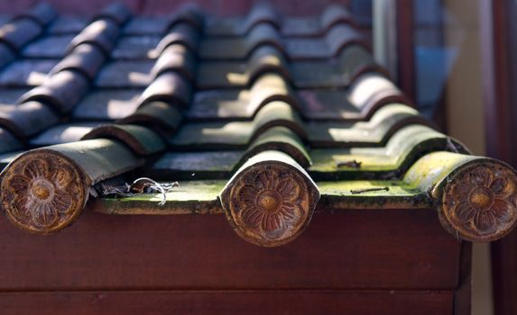 The detail pattern of rooftop tiles