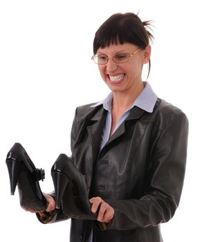 businesswoman with shoes  isolated on white background