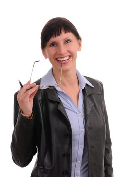 businesswoman with glasses  isolated on white background