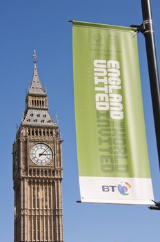LONDON - August 24: Banners in London to promote England's bid to host FIFA's 2018 world cup. August 24, 2010 in London, England.