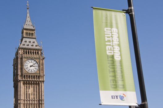 LONDON - August 24: Banners in London to promote England's bid to host FIFA's 2018 world cup. August 24, 2010 in London, England.