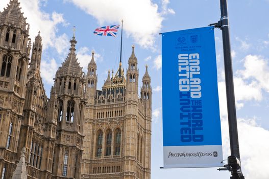 LONDON - August 24: Banners in London to promote England's bid to host FIFA's 2018 world cup. August 24, 2010 in London, England.
