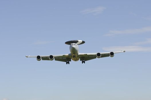 RAF WADDINGTON 19 JULY UK: Royal Air Force Boeing E3-D Sentry AEW.1 AWACS landing at RAF Waddington UK 19 JULY 2010