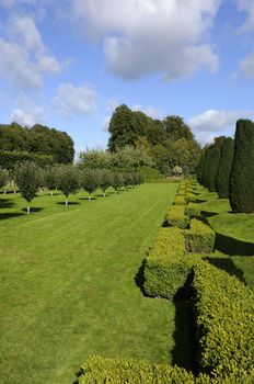 Formal gardens at Erddig Hall in Wrexham Wales UK