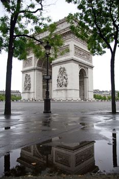 View of the Arc De Triomphe taken from Place Charles De Galle.  Paris, France.