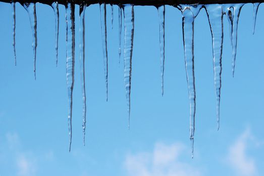 icicles on a blue sky background