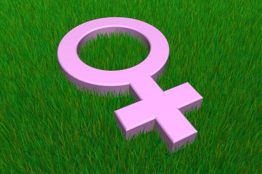 pink female symbol on a grass ground