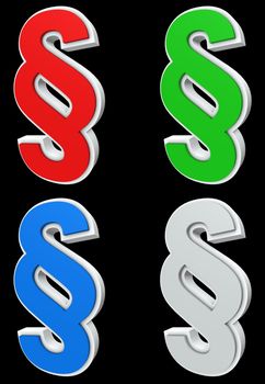 paragraph symbol in red, green, white, blue