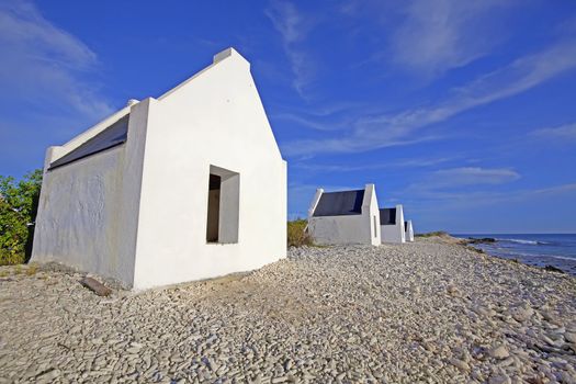 Historical white slave huts on Bonaire, Caribbean