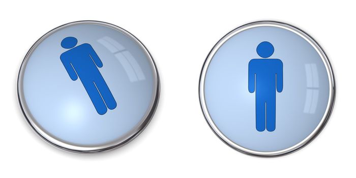 3D button blue male pictogram on blue background