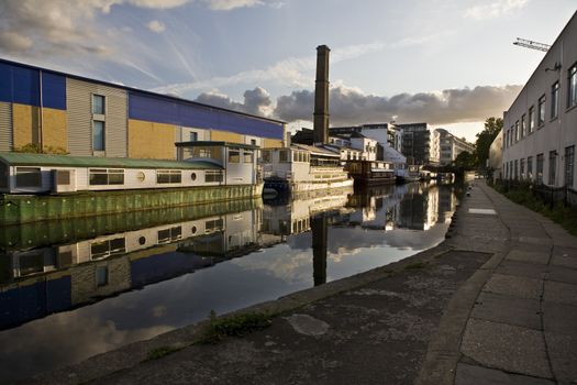  sunset, reflection, factory, shoreditch, London, UK