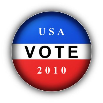 Red white and blue vote button for 2010