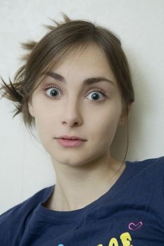portrait of young surprised woman