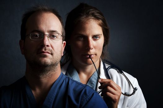 Portrait of male and female health care professionals