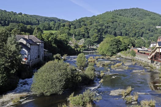 View of Llangollen in Denbighshire Wales UK