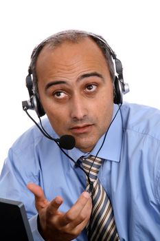 sexy man in a business call center