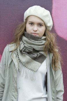 portrait of young teen girl in beret
