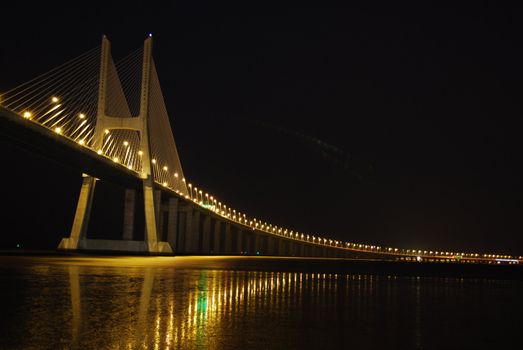 night shoot of Vasco da Gama Bridge in Lisbon, Portugal