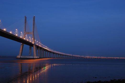 night shoot of Vasco da Gama Bridge in Lisbon, Portugal