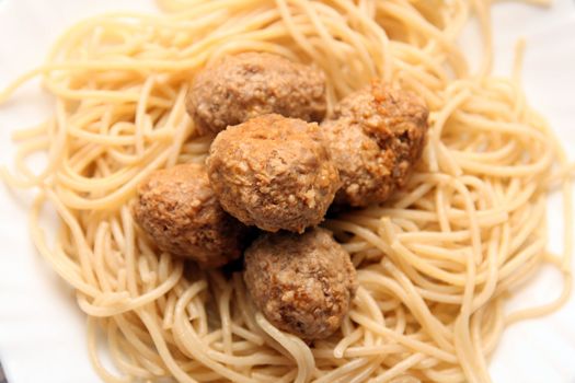 delicious meatballs and pasta, food photo