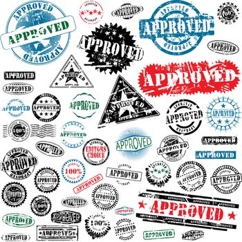 Collection of grunge office rubber stamps with word approved. See other rubber stamps in my portfolio.