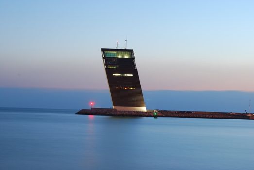 Control tower at river Tagus in Lisbon