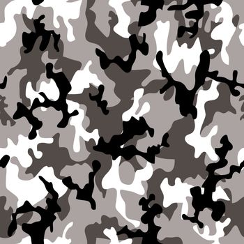 Illustrated grey and black camouflage background with a seamless design