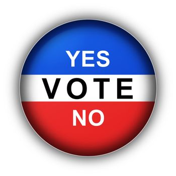 Red white and blue vote button Yes Vote No