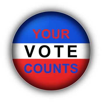 Red white and blue vote button Your Vote Counts