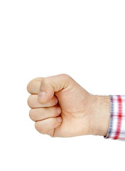 man hand fist isolated on white background