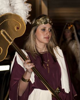 LUQA, MALTA - APR10 - Beautiful woman during the Good Friday procession in Malta April 10, 2009