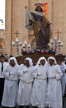 LUQA, MALTA - APR10 - Statue of Mary during the Good Friday procession in Malta April 10, 2009