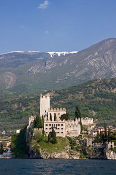 castle of malcesine at garda lake in italy