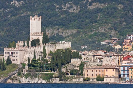 castle of malcesine at garda lake in italy