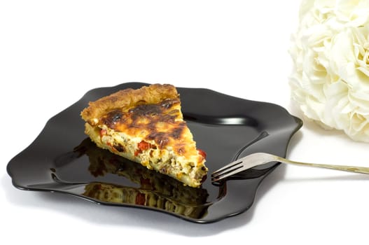 Asparagus quiche with meat baked to perfection