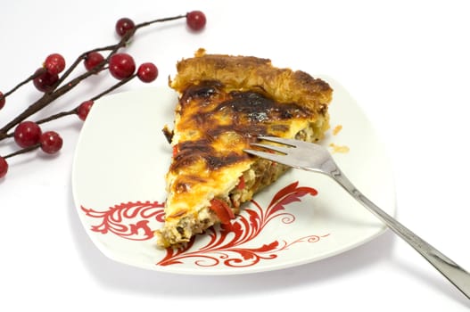 Asparagus quiche with meat baked to perfection