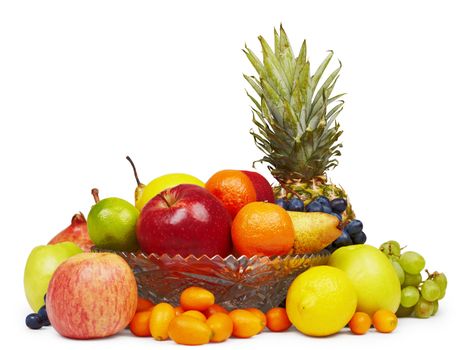 The composition of the ripe fruit isolated on white background